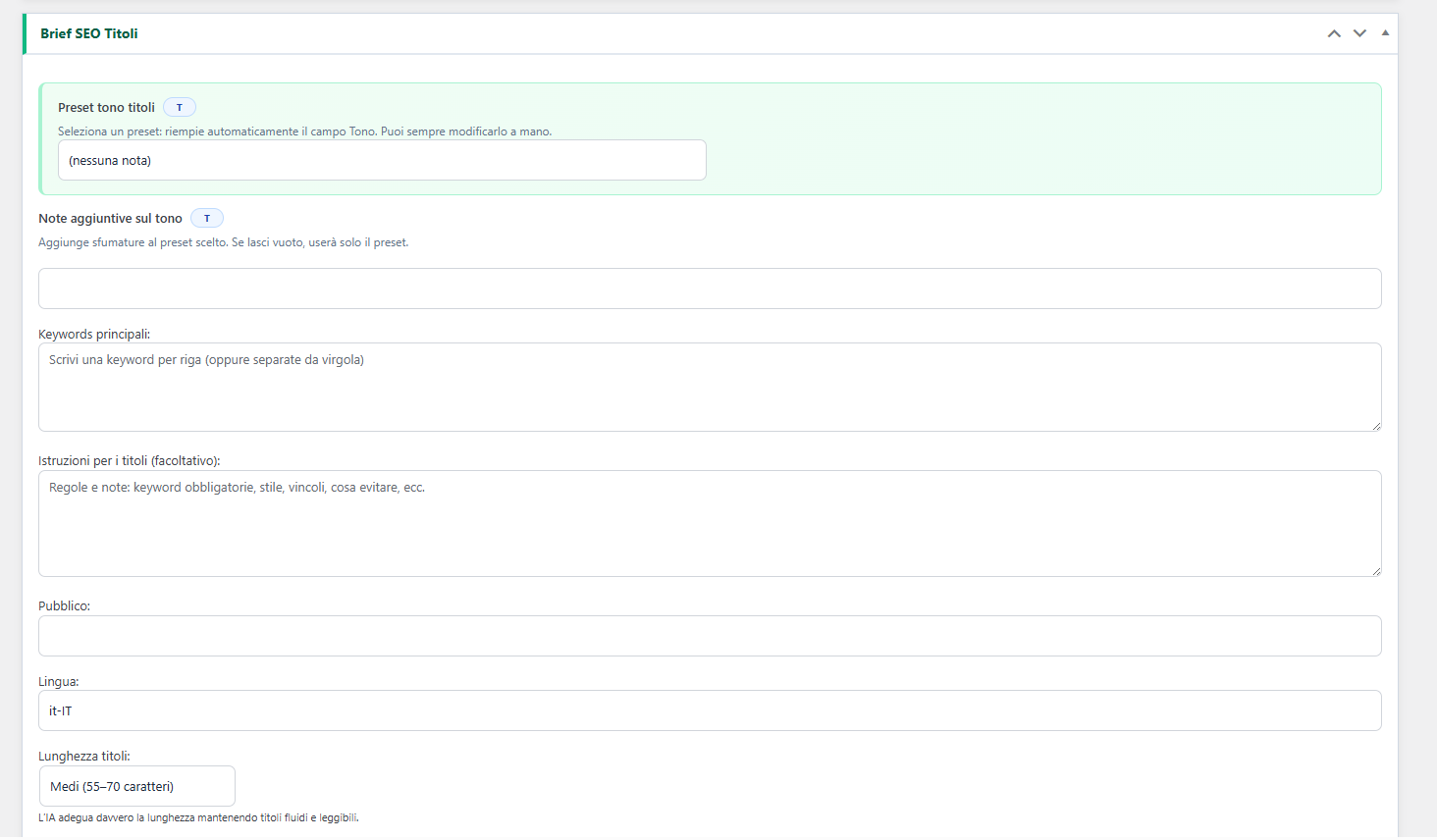 SEO Brief for Titles screenshot